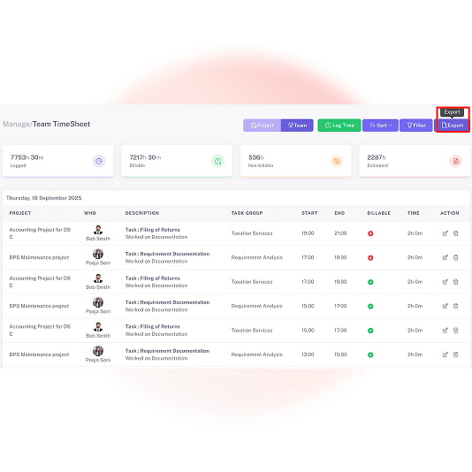 Team Timesheet Overview